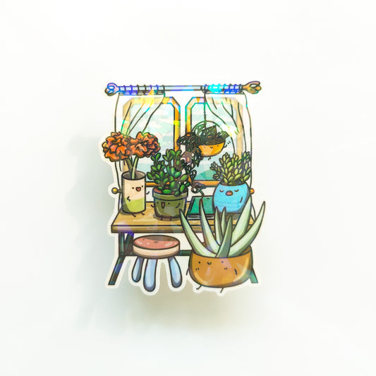 Chill Window Houseplants Holographic 3" Vinyl Sticker