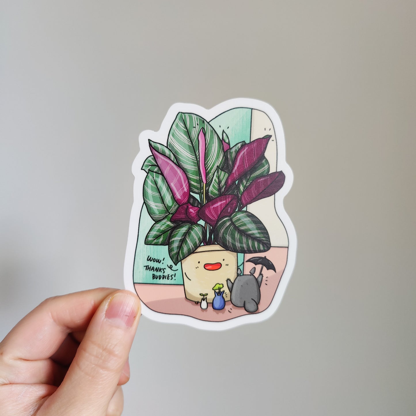 Calathea and Totoro 4" Vinyl Sticker