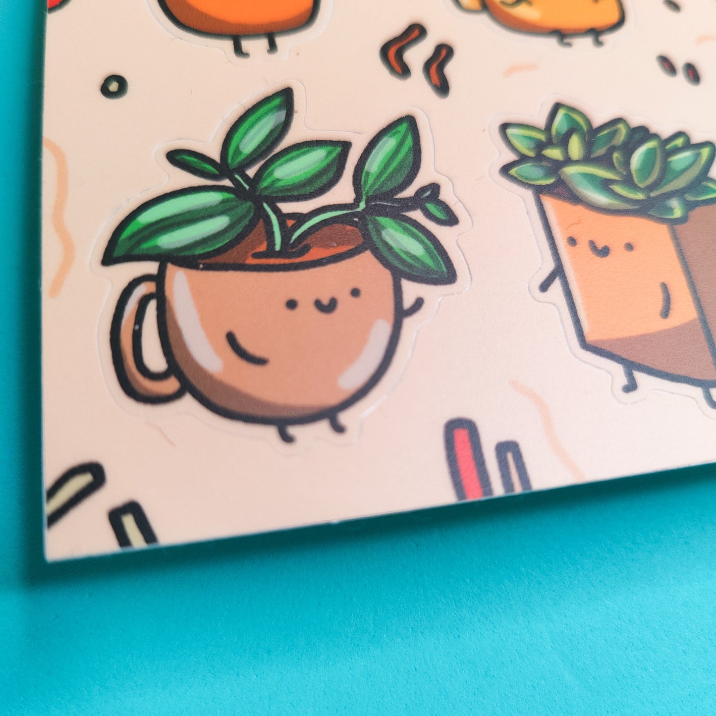 Tea cup Plants Vinyl Sticker Sheet
