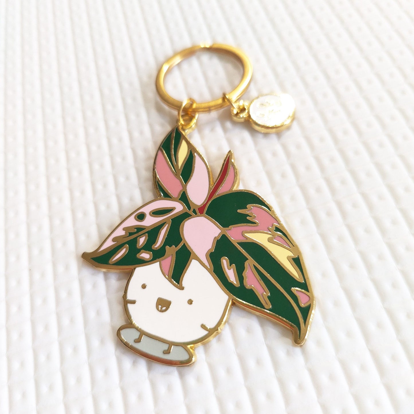 Pink Princess Philodendron Keychain