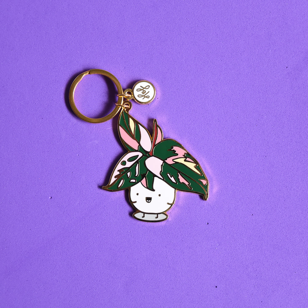 Pink Princess Philodendron Keychain