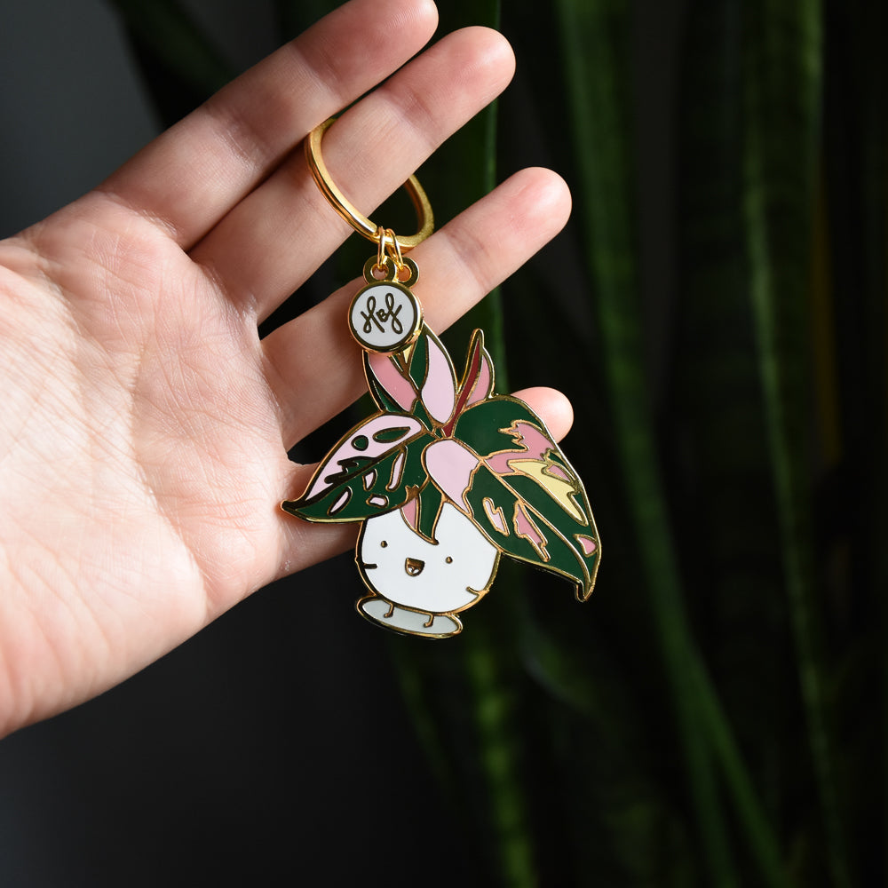 Pink Princess Philodendron Keychain