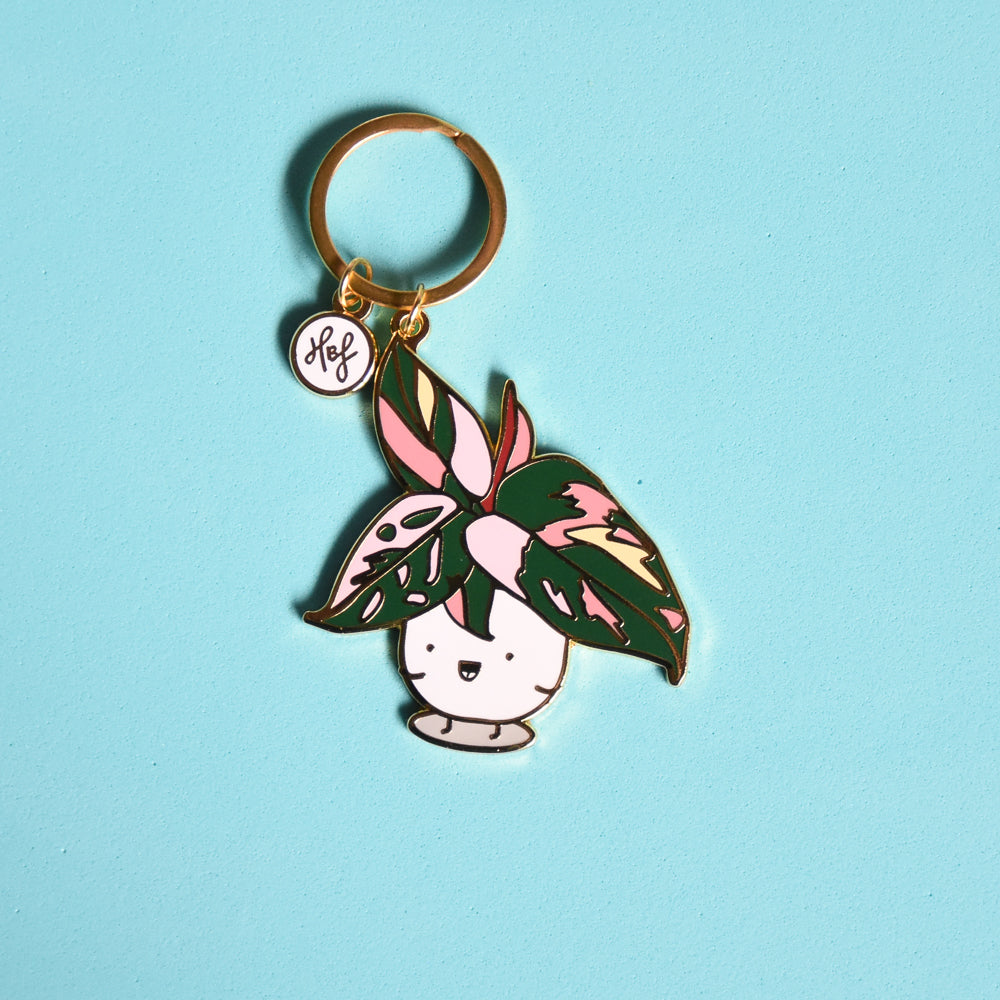 Pink Princess Philodendron Keychain