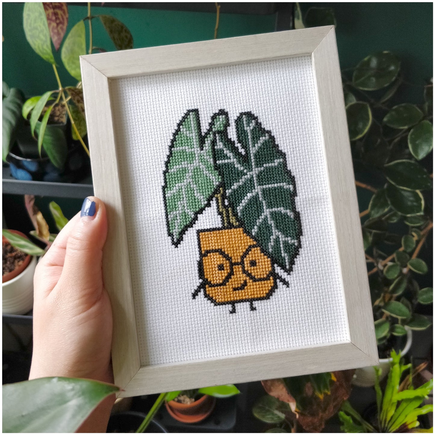 Alocasia Frydek Cross stitch Pattern (PDF Download)