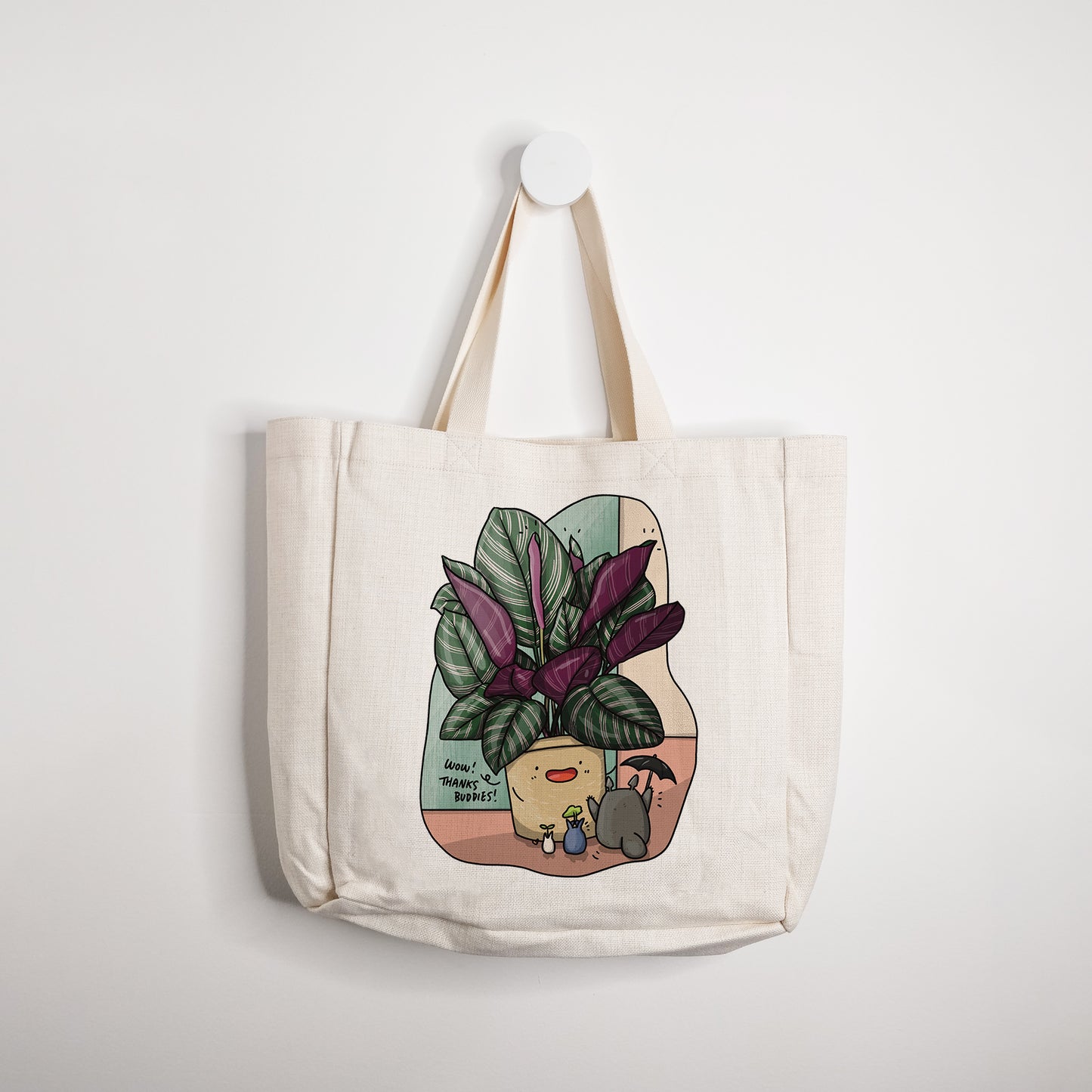 Totoro and Calathea Tote Bag