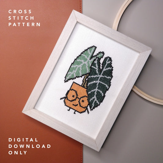 Alocasia Frydek Cross stitch Pattern (PDF Download)