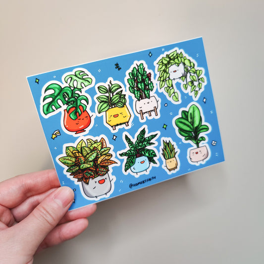 Plant Buddies in Blue Vinyl Sticker Sheet